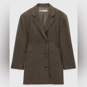 Zara Women's Olive Brown striped Blazer